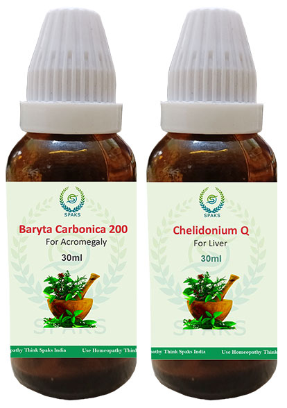 Baryta Car.200 , Chelidonium Q For Acromegaly