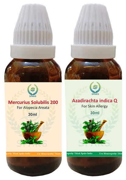 Mercurius sol.200,  Azadirachta Indi. Q For Alopecia Areata